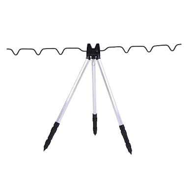 Imagem de Vara de pesca suportes de tripé dobráveis ferramentas acessórios rod rack suporte de liga de alumínio 5 pólos suporte de vara de pesca suporte para , Desdobrar 80cm
