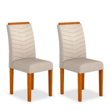 Imagem de Kit 02 Cadeiras Lisboa Wood Cinamomo/ Bege - Moveis Arapongas