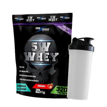 Imagem de Whey Protein 5w Dark Insane 2Kg + Coqueteleita 600ml - Pro Effect (Morango)