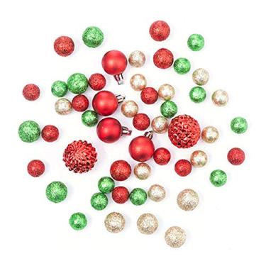 Imagem de Darice Verde/vermelho/champanhe, bolas de enchimento floral, 54 peças