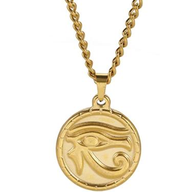 Imagem de Jude Jewelers Colar com pingente de aço inoxidável com símbolo de proteção do olho egípcio de Hórus, Metal, Zircônia cúbica