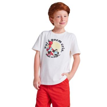 Imagem de Infantil - Camiseta Estampada Pai E Quem Cria Reserva Mini Off-white  menino