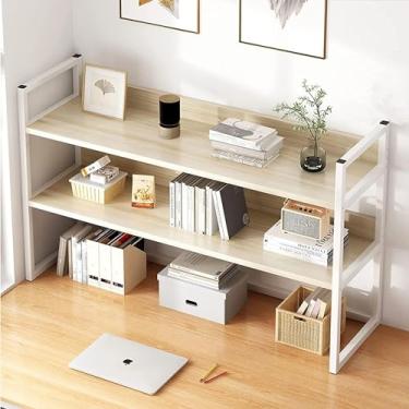 Imagem de Prateleira de mesa simples - estante de mesa de ferro forjado de 3 camadas, rack de armazenamento de dormitório de vento industrial, estante de mesa de computador, suporte de exibição multif
