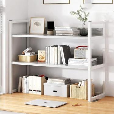 Imagem de Prateleira de mesa simples - estante de mesa de ferro forjado de 3 camadas, rack de armazenamento de dormitório de vento industrial, estante de mesa de computador, suporte de exibição multif