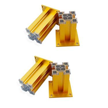 Imagem de Pés de móveis de alumínio, pernas de sofá de metal DIY X4, suporte de mesa de centro de armário de TV quadrado, suporte prata dourado, acessórios de hardware (dourado 25 cm)