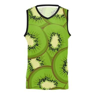 Imagem de Kiwi Green Fruit Camisa de basquete atlética masculina camiseta de basquete para casa e fora de casa para homens e mulheres, Fruta verde Kiwi, G