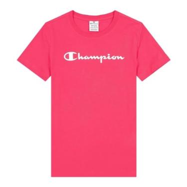 Imagem de Champion Camiseta feminina, camiseta clássica, camiseta confortável para mulheres, escrita (tamanho plus size disponível), Rosa choque, M