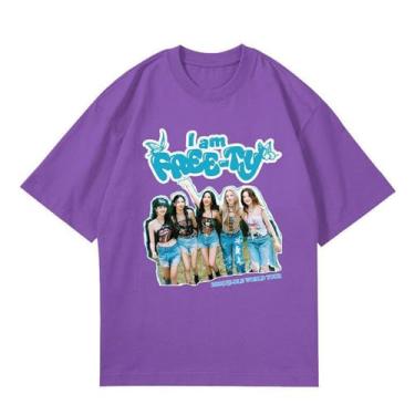 Imagem de (G) Camiseta I-DLE I Am Free Ty Merchandise K-pop algodão gola redonda manga curta, Roxo A, M