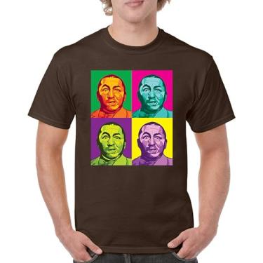 Imagem de Camiseta Encaracolada Quadrada Os Três Patetas Funny American Legends 3 Moe Larry Shemp Wise Guys Classic Trio Camiseta masculina, Marrom, 5G