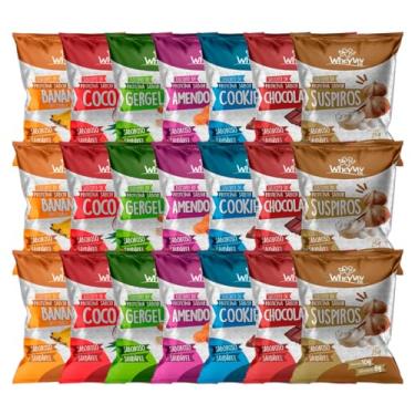 Imagem de Kit 21 WheyViv Biscoito Fit Sabores Sortidos - Suspiros, Chocolate, Cookies, Amendoim, Gergelim, Coco, Banana com Canela