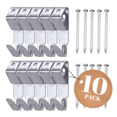 Imagem de PERFORMORE Cabides para quadro de 45,4 kg, pacote com 10 ganchos resistentes com pregos, kit de ferramentas para pendurar imagens para decoração de escritório e casa