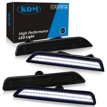 Imagem de KDM Lente Fumê LED Fender Marcador Lateral Luzes Refletoras Duas Fileiras Branco Brilhante, Compatível com Ford Mustang 2010-2014 Montagem Luzes Marcadoras Frontais e Traseiras, Pacote com 4