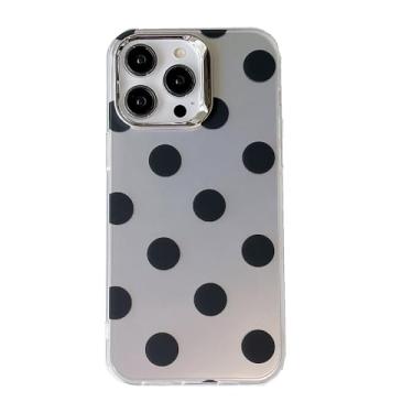 Imagem de Capa de telefone de bolinhas prateada de luxo para iPhone 14 Pro Max Capa traseira de acrílico com botões de câmera design de silicone à prova de choque capas protetoras femininas para Apple 14 Pro