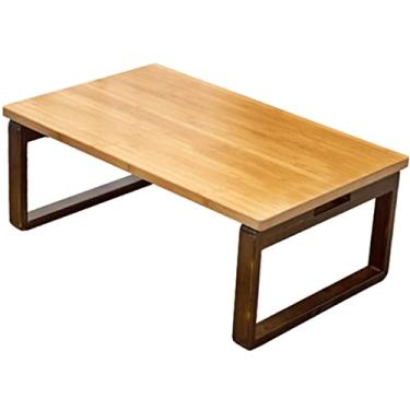 Imagem de Mesa de janela flutuante tatami dobrável mesa de centro pequena mesa de cabeceira baixa quarto comer sobremesa (cor: marrom1, tamanho: 80 * 50 * 31 cm) (amarelo 2 60 * 40 * 26 cm)