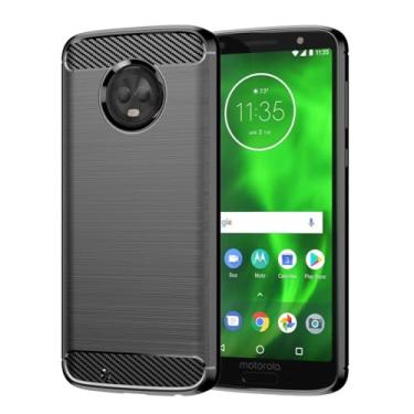 Imagem de Sidande Capa para Moto G6, Motorola G6 XT1925-10, capa ultrafina para celular com absorção de choque de fibra de carbono TPU capa protetora para Motorola Moto G6 preta