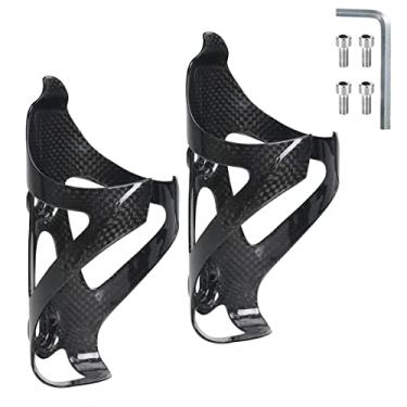 Imagem de KABON Suporte de garrafa de água para bicicleta, leve, fibra de carbono 3K, gaiolas de garrafa de água para bicicleta de estrada, acessórios de ciclismo MTB, pacote com 2 (preto brilhante)