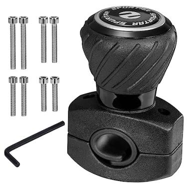 Imagem de Spurtar Puxador giratório para volante, maçaneta universal de suicídio para carro, caminhão, empilhadeira, cortador, trator, barco, carrinho de golfe – preto