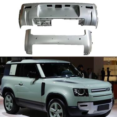 Imagem de 2 peças de capa de para-choque dianteiro traseiro prata ABS serve para Land Rover Defender 110 90 130 2020 2021 2022 2023 2024 2025