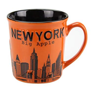 Imagem de Torkia - Canecas de cerâmica jumbo New York Big Apple City Skyline - 340 g (laranja)