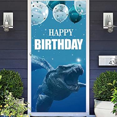 Imagem de Mosasaurus Banner Dinossauro Pano de Fundo Photo Booth Adereços Realistas Réptilia Animal Água Dinossauro Tema Monstro Submarino Decoração para Safari Selvagem Um Primeiro Aniversário Festa de Chá de