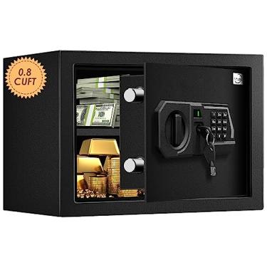 Imagem de Tenamic Cofre de segurança digital eletrônico 0,8 Cuft, teclado pequeno cofre de armário com luz interna, aço de liga sólida escritório hotel casa mini cofre com 2 senhas, preto