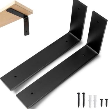 Imagem de RIO DESIGN99 Mão Francesa 40cm Cantoneira Invertida - Preta - 2 Unidades - Reforçada Industrial Suporte Aço Ferro