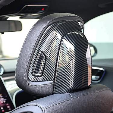 Imagem de Para Mercedes-Benz EQS Class EQS AMG EQS 580 EQS 450+ 2022+ Fibra de Carbono Cor Interior do Carro Painel de Encosto de Cabeça Moldura Cobertura Cobertura Guarnição (para Classe EQS)