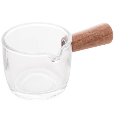 Imagem de Molheira 50ml Lyor de Vidro e Bambu Cremeira Servir Caldas M