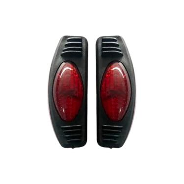 Imagem de Par Luminoso Oval Refletor Simples Vermelho Base Preta para Porta Lateral Linha Leve e Pesada Carros e Caminhões - Olho de Gato Universal