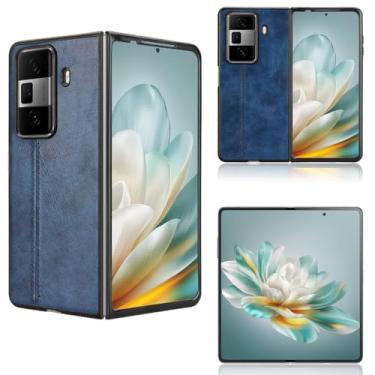 Imagem de Kukoufey Capas de telefone compatíveis com Honor Magic Vs3, couro PU retrô ultrafino à prova de choque compatível com Honor Magic Vs3 5G FLC-AN00 capa azul