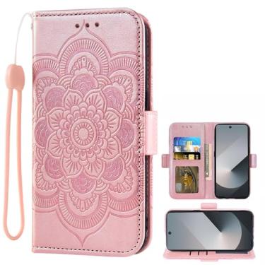 Imagem de Asuwish Capa de telefone para Samsung Galaxy Z Fold 6 5G 2024 capa carteira com suporte flip de couro para cartão de crédito flor fólio alça de pulso bolsa acessórios para celular ZFold6 Z6 G Fold6 6Z