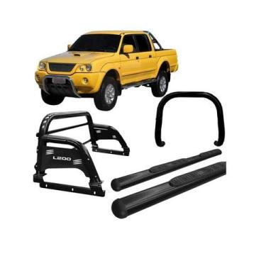 Imagem de Kit Quebra Mato Estribo Santo Antônio H3 L200 2004 Preto - HOZZ