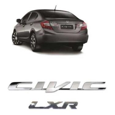 Imagem de Kit 2 Peças Emblema Letreiro Civic Lxr Peça Cromada Fita 3m - honda
