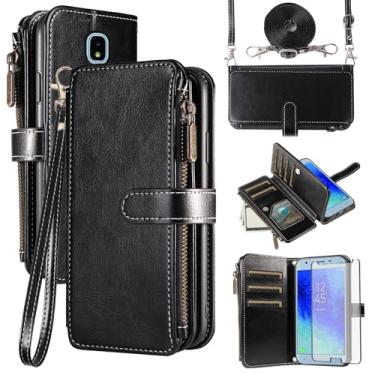 Imagem de Asuwish Capa de celular para Samsung Galaxy J7 Star J 7 Crown 7J Refine 2018 J7V V 2ª geração com protetor de tela e cordão com zíper carteira porta-cartão com suporte para celular Aura S767VL SM