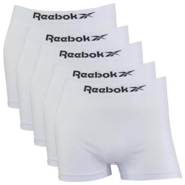 Imagem de Kit 5 Cuecas Masculina Boxer Reebok Premium Elastano Lisa, Branco, GG