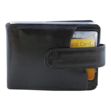 Imagem de Carteira Masculina com Fecho de Botão Lateral - Águia Couro, Preto, Co