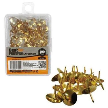 Imagem de Tachinha Percevejo Latonado Dourada 10,5mm Kit com 100 Pecas - Rio Che