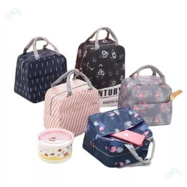 Imagem de Bolsa Marmita Lancheira Térmica Estampada - sm, flamingo cinza