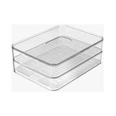 Imagem de Pote Porta Frios Duplo Transparente Organizador De Geladeira - OU, Tra