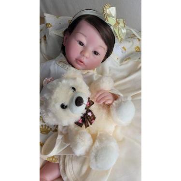 Imagem de Bebê Reborn Menina Boneca Realista Corpo de Pano + Enxoval - ACESSÓRIO