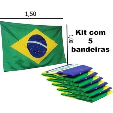Imagem de Bandeira Brasil Grande Kit Com 5 - 1,50x 1,00 Copa Futebol - Primus