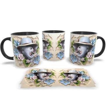 Imagem de Caneca Preta de Porcelana Personalizadas Arte em 3D Animais (Elefante)