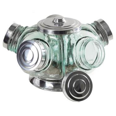 Imagem de Baleiro Giratório Grande Vidro 5 Gomos Alumínio - Rei Dos  Baleiros