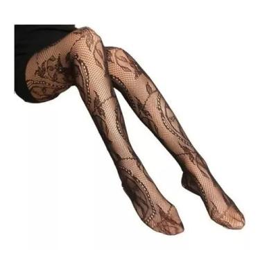 Imagem de Meia Calça Arrastão Rede Preta Sexy Atacado Top - Beautiful, Preto est