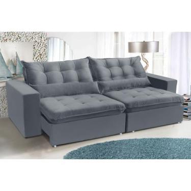 Imagem de Sofá 4 Lugares PARIS 2,90 Metros cinza Retrátil Reclinável com molas e