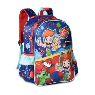 Imagem de Mochila Gato Galáctico de Costas Escolar Meninos Infantil - Clio Style