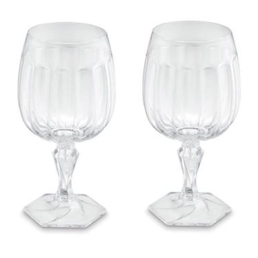 Imagem de Kit 2 Taça Plástica Para Água Suco Chá Gin Festa 350ml Samba Transpare
