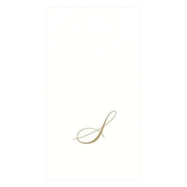 Imagem de Guardanapos de toalha de papel de pérola branca e dourado Caspari - Letras iniciais, P, S, Guest Towel, 1