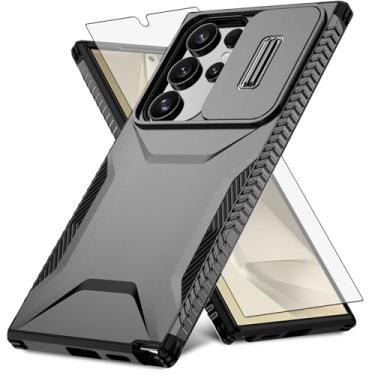 Imagem de Asuwish Capa de celular para Samsung Galaxy S24 Ultra 5G com protetor de tela de vidro temperado e capa de câmera deslizante fina robusta híbrida à prova de choque S24Ultra 24S S 24 24Ultra feminina