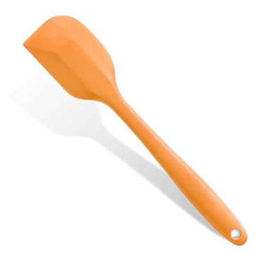 Imagem de Espátula de borracha laranja para uso na cozinha, espátula de silicone DUFEIMOY de 27 cm para cozinhar, resistente ao calor, espátula de cozinha pequena flexível para utensílios de cozinha
